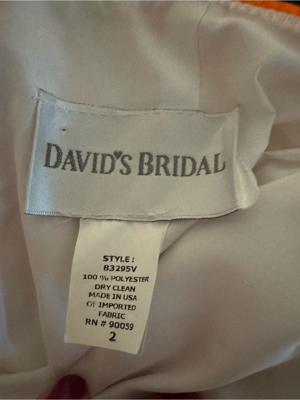 David’s Bridal Strapless Floral Dress Orange White Size 2 - Picture 2 of 6